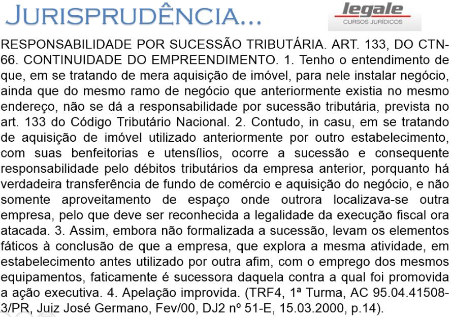 empresa adquirida, houve a sucessão,