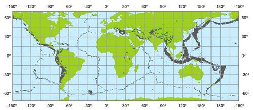 epicentros de terremotos grandes e moderados ocorridos entre (1977 e 1986). Nessa figura não estão representados terremotos de pequeno tamanho 1.