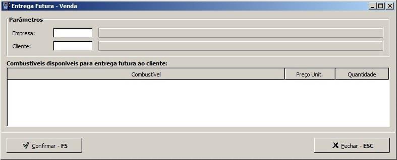 Esta tela possui os campos: Empresa: informar a empresa; Cliente: informar o cliente.