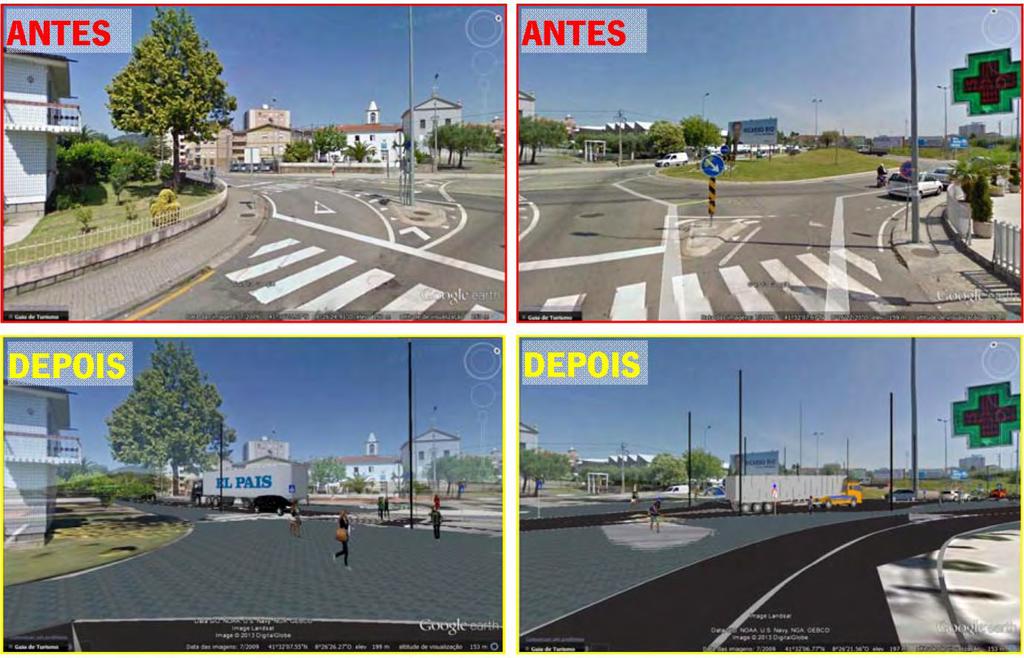 Figura 45 Vista da entrada pela rua Frei José Vilaça (Este) antes e depois da intervenção proposta Figura 46