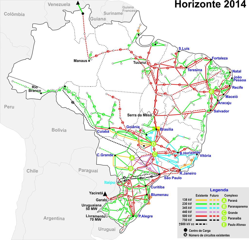 Dimensão do Sistema (Sistema Integrado Nacional) Horizonte 2014 Tensão kv 2012 230 47.