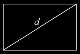 Aplicando o Teorema de Pitágoras, 2 2 2 x = 5 + 12 x = 13. 29. Qual a medida da diagonal d do retângulo da figura cuja base mede 4 cm e altura mede 3 cm?