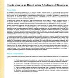 Carta Aberta ao Brasil sobre Mudanças Climáticas Em 25 de Agosto de