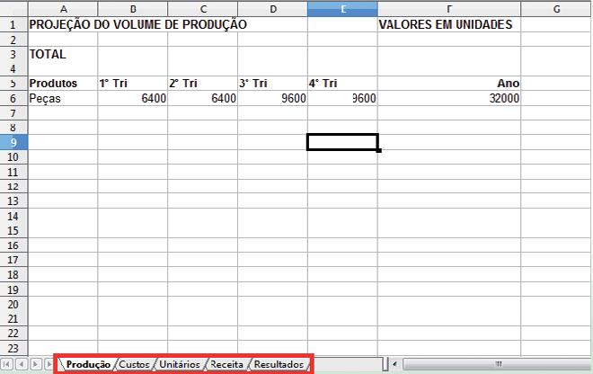 Considere um projeto para microempresários. Devido à extensão do projeto, foram utilizadas cinco planilhas que trocam dados entre si.