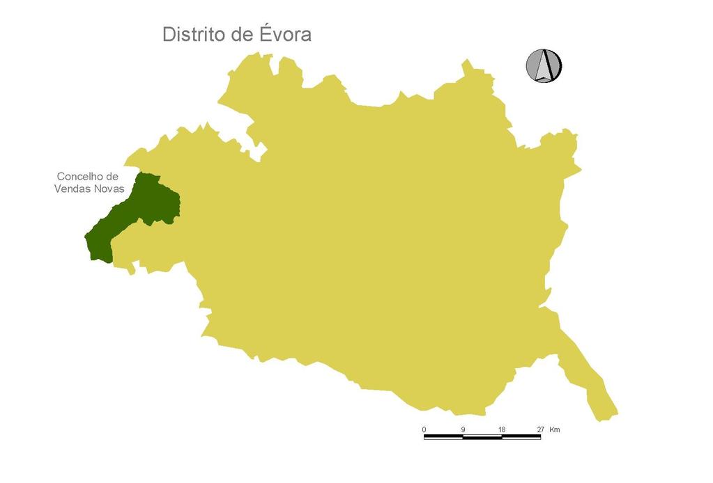 A extensão territorial a que corresponde o concelho de Vendas Novas, de aproximadamente 222,5 Km2, localiza-se a Sul de Portugal Continental, integrada na Região do Alentejo, Sub-Região do