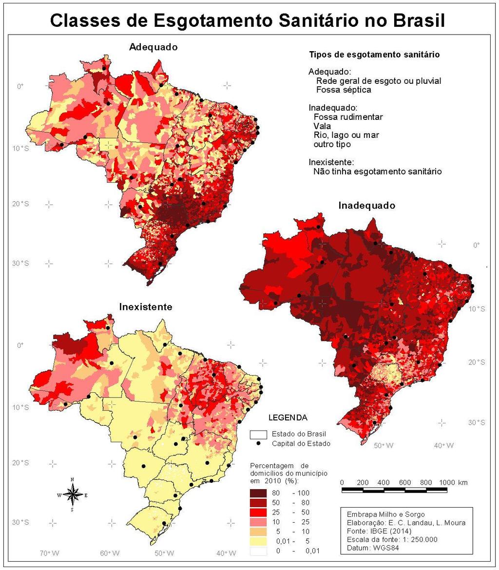 Capítulo 4 Esgotamento Sanitário nos domicílios urbanos e rurais no Brasil em 2010 Figura 4.13.
