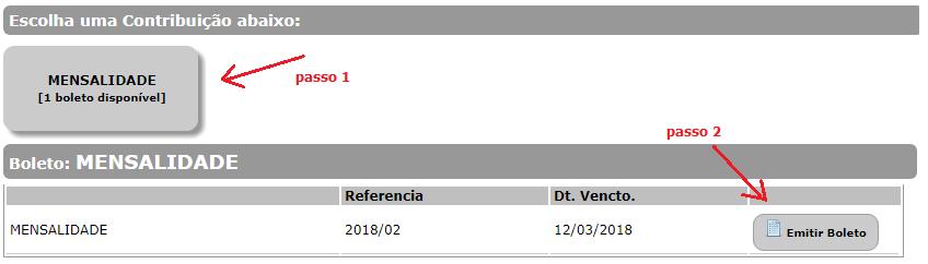 Passo 1 - Clique sobre o botão da Contribuição desejada e aparecerá os meses disponíveis.