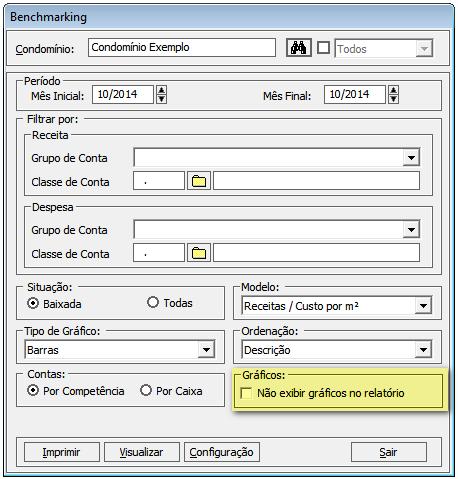 c) Com a nova configuração marcada, ao visualizar ou imprimir o relatório de benchmarking, o gráfico não será apresentado.