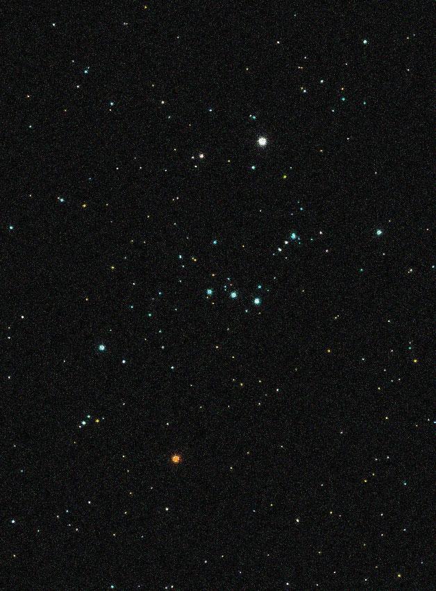 Cores das estrelas β (Rigel) Constelação de Órion: Rigel (beta) é azulada, Betelgeuse