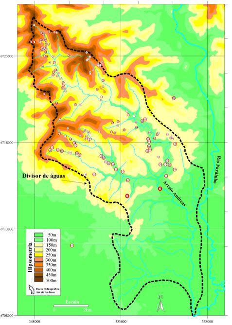 A sub-bacia Hidrográfica do Arroio Andreas com as nascentes