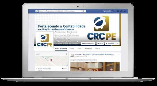 Facebook Todas as atividades realizadas pelo CRCPE, ou participações em eventos específicos, são informadas aos internautas seguidores da entidade, em tempo