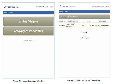 Passo 2: O usuário será direcionado ao menu do Recurso onde visualizará as opções: Minhas Viagens: O usuário poderá visualizar os Status.