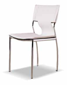 Cadeira KRCS298 metal cromado/ pele sintética, cores branco,