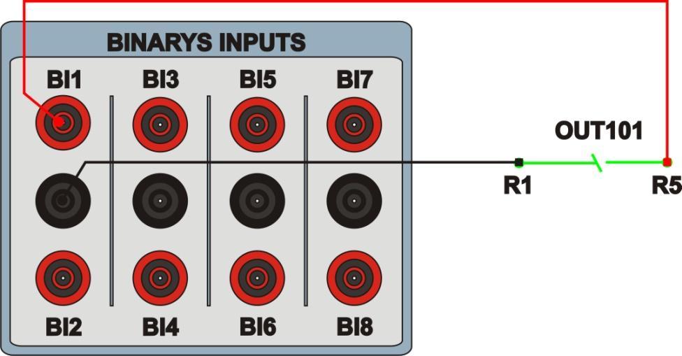 1.3 Entradas Binárias Ligue a entrada Binária do CE-6006 à saída binária do relé, BI1 ao pino R1 e o seu comum a R5 dessa