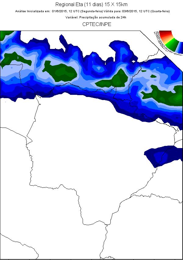 Previsão do tempo para o Mato Grosso do Sul De acordo com o modelo Regional ETA (11 dias) 15 X 15 km, a previsão numérica do tempo indica que durante a semana haverá nebulosidade variável e