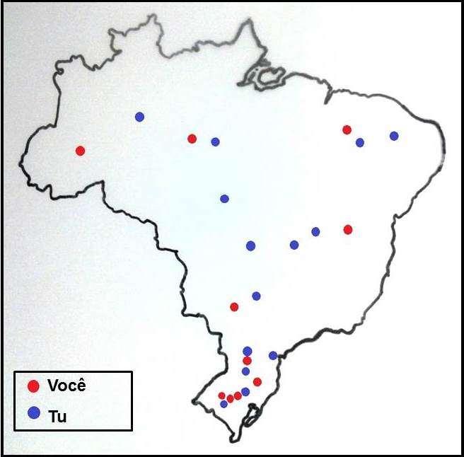212 Figura 05: Mapa-síntese da percepção dos chapecoenses com relação ao uso do tu e/ou você no território brasileiro.