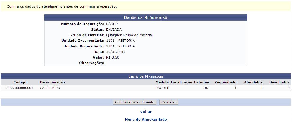 Tela 1.22 - Atendimento de Requisições - Finalizar Atendimento. 5. Cadastrar Saída Avulsa Tela 1.