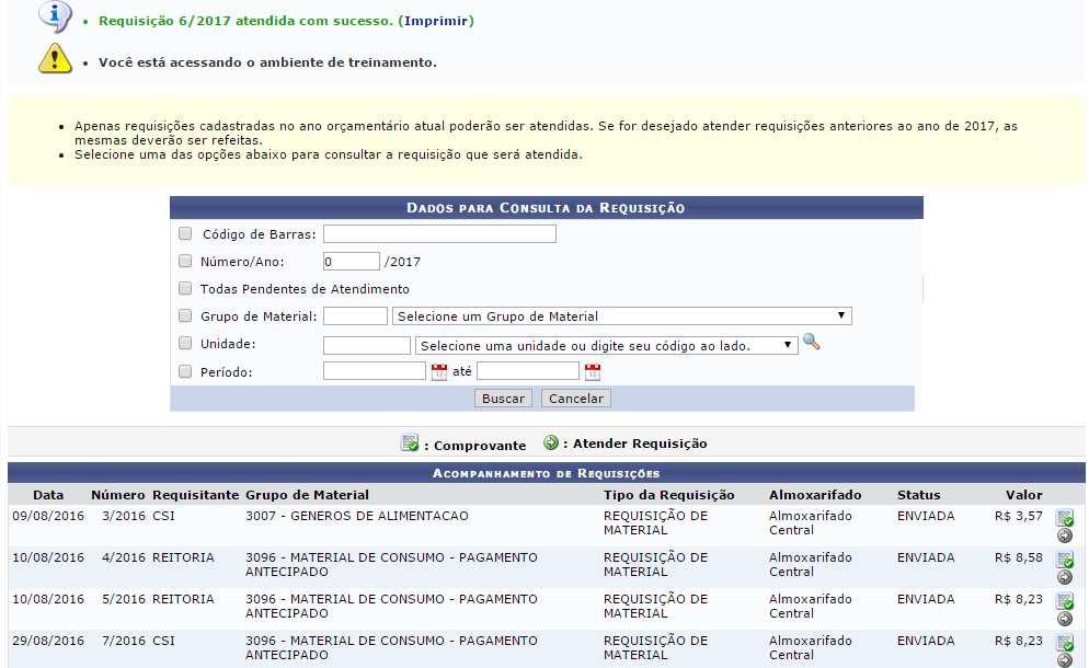 Sistema: SIPAC Módulo: Almoxarifado Usuários: Gestor de Almoxarifado Perfil: Gestor_Almoxarifado Funcionalidade: consiste na baixa de um