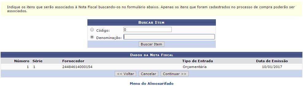 Após adicionar todos os empenhos desejados e informar os dados gerais da nota, clique em Continuar. A seguinte tela 1.9 será visualizada. Tela 1.