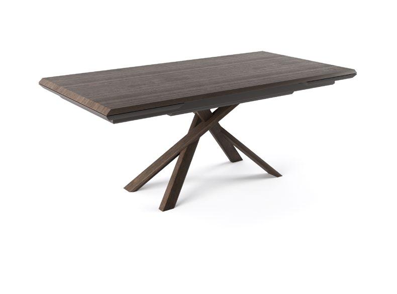 AG112-200 AXIS Dining Table (extensible) Dining table with MDF extensible top coated with smoked eucalyptus