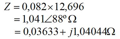 0 R = 0, 0388Ω 0 XL 1,0966 L = = =, 91mH π f π 60 Transformador: Os valores utilizados na configuração do bloco three fase transformer two-windings foram definidos através dos seguintes
