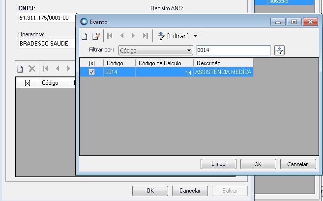 dessa tela (logo abaixo do campo operadora) e insira os eventos que foram utilizados na folha