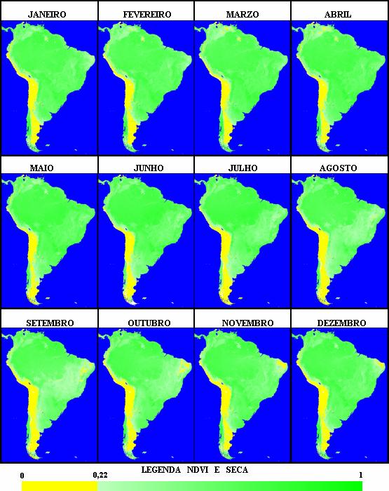 A Figura 5 mostra a seca no continente sudamericano, nela existe uma ampla faixa que está situada ao lado ocidental da Cordilheira dos Andes que vai desde as pampas ao sul da Argentina, passa pelo
