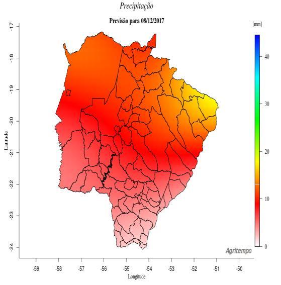Previsão do tempo para o Mato Grosso do Sul De acordo com o modelo Agritempo (Sistema de Monitoramento Agro meteorológico), a previsão do tempo indica que e no dia 07/12, na região norte do estado