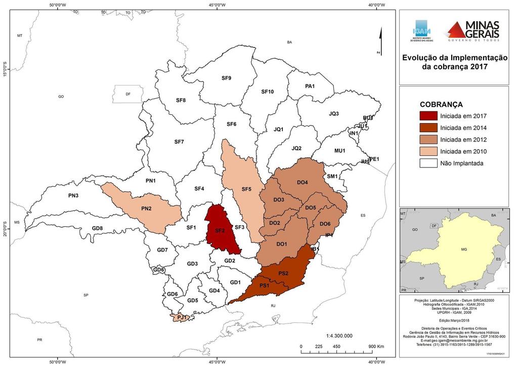 Bacia do Araguari - UPGRH PN2. Bacia dos rios Piranga UPGRH DO1, Piracicaba DO2, Santo Antônio DO3, Suaçuí DO4, Caratinga DO5 e Manhuaçu DO6.