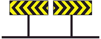 Marcadores de obstáculos: unidades refletivas apostas no próprio obstáculo, destinadas a alertar o condutor da existência de obstáculo disposto na via ou