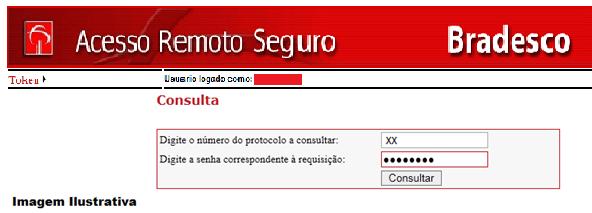 Em seguida, digitar o número da requisição (protocolo) e a senha de consulta e clicar em <Consultar>.