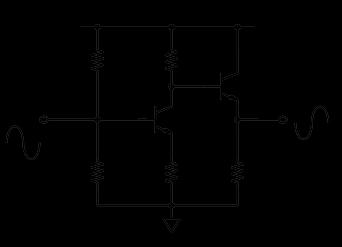b) CASCOD: possui um transistor acima do outro.