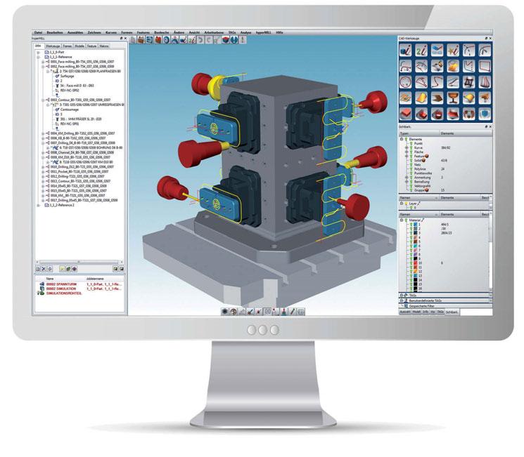O sistema possui seu próprio núcleo CAD 3D feito pela OPEN MIND.