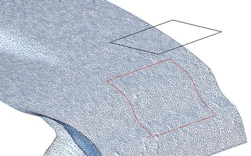 Integração CAD: hypercad -S Funções de malha O comando Projeto permite que as curvas sejam projetadas em uma superfície de malha e em seguida sejam usadas