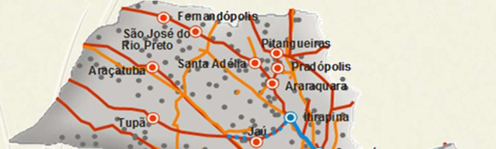 MAPA DE FERROVIAS Centros de Transbordos Principais