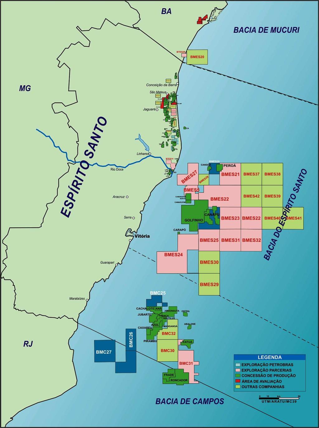 74 A UO-ES responde pelas atividades de exploração e produção de petróleo e gás natural na Bacia do Espírito Santo, incluindo a parte norte da Bacia de Campos, em frente ao litoral capixaba, e a