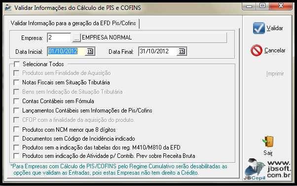 Notas fiscais sem Situação Tributária: essa opção avalia as notas do período informado e que não possuem o código da CST (Situação Tributária) informado.