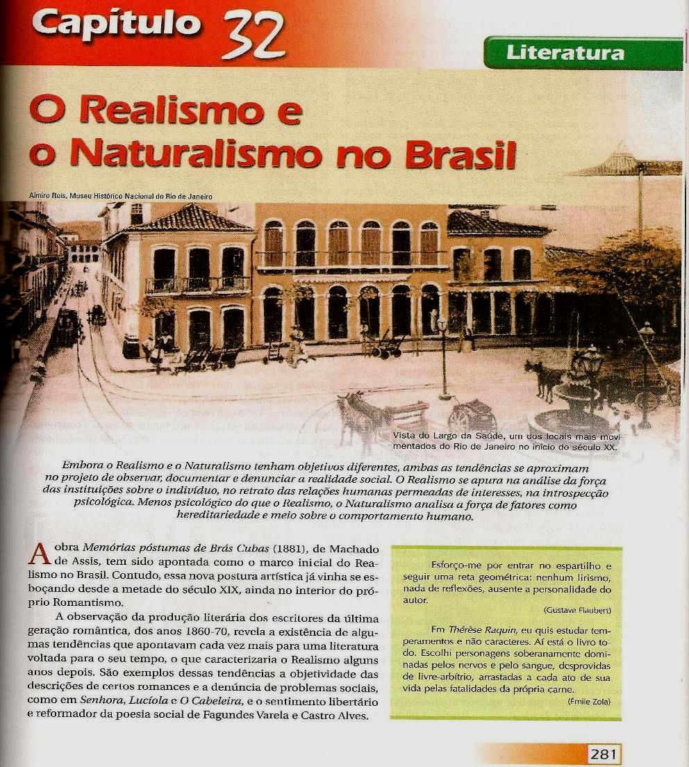 113 relações com o contexto e as principais obras. Ao lado, um pequeno boxe reproduz afirmações de Gustave Flaubert e Émile Zola.