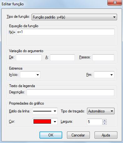 Função do primeiro Grau Construa o gráfico da função f(x) = x + 1. Solução: acesse o Graph 4.4.2, selecione função e, em seguida, inserir função. Vai aparecer a tela da figura 3.