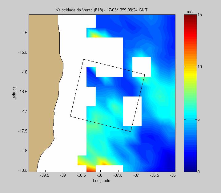 Figura 75 - Velocidade do vento no dia 17/03/1999,