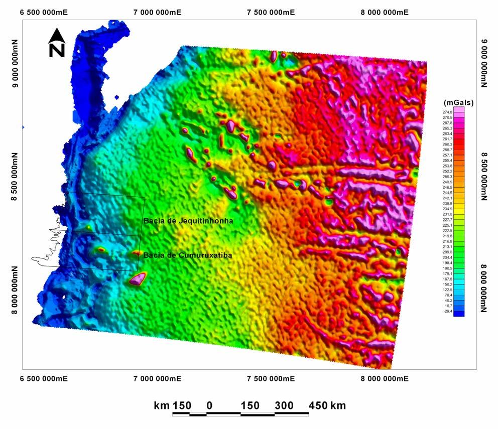 Figura 25 Mapa de Anomalia Bouguer; a densidade utilizada na correção foi 2,67 g/cm 3.