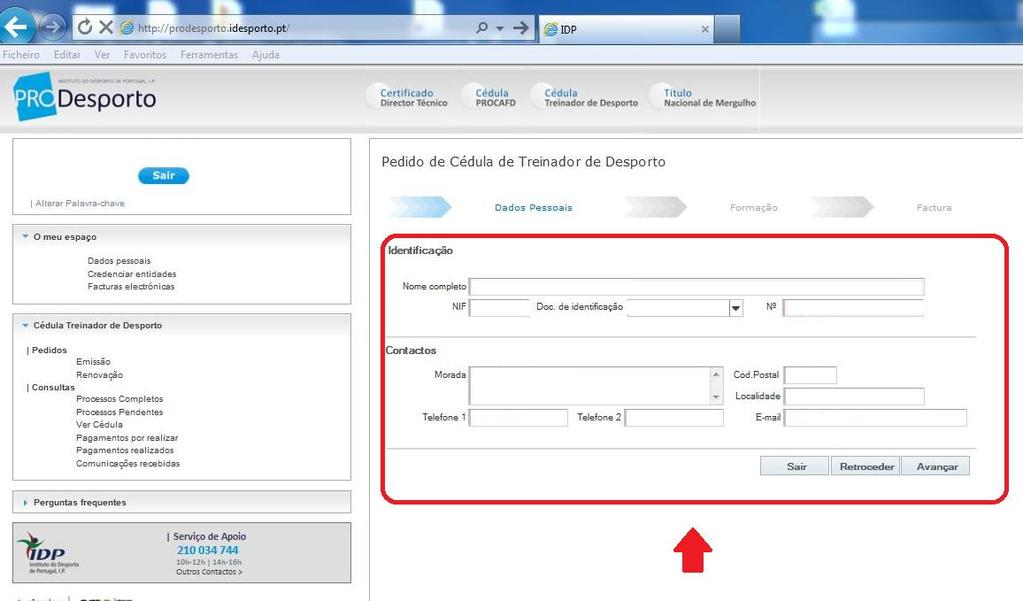 Preencher e/ou verificar os