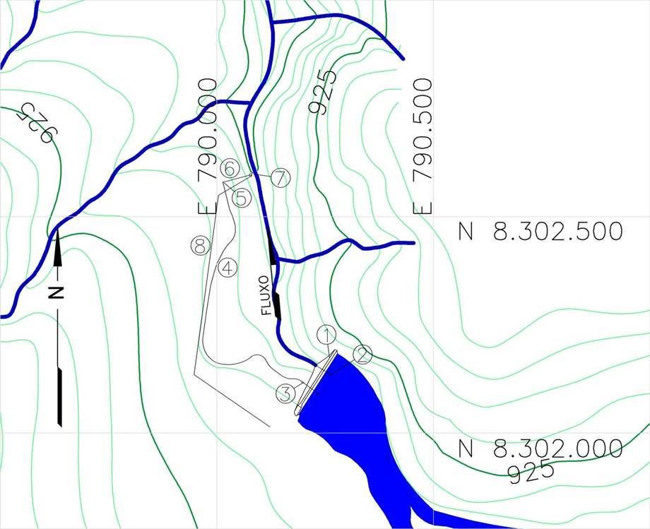 topográfico mostrado na figura 5.16 e coordenadas geográficas coletadas com auxilio de um GPS Garmim etrex Vista H.