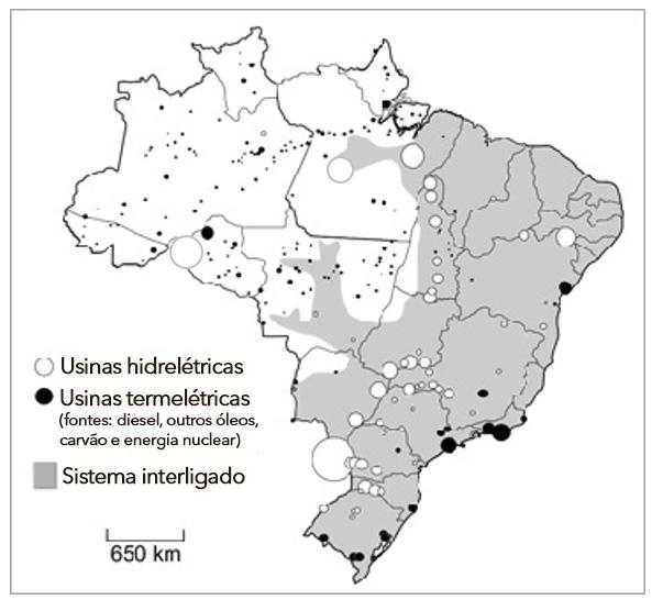 QUESTÃO 2 Analise o mapa e o gráfico a seguir. Brasil: matriz energética.