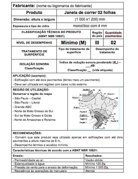 Modelo de etiqueta com informações para identificação da