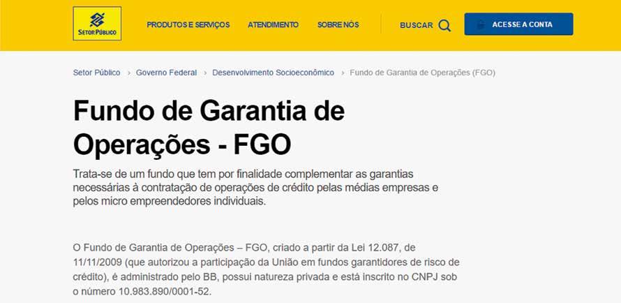 Para mais informações sobre o FGO, consulte a página