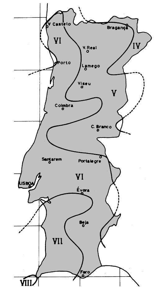 Graus de intensidade : IV Amplamente observado V Forte VI Ligeiramente danificante VII Danificante VIII Muito danificante Na resposta a cada um dos itens de 1.1. a 1.4.