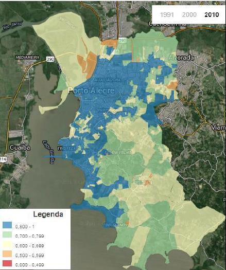 MAPA dos Indices de Desenvolvimento Humano Municipal por