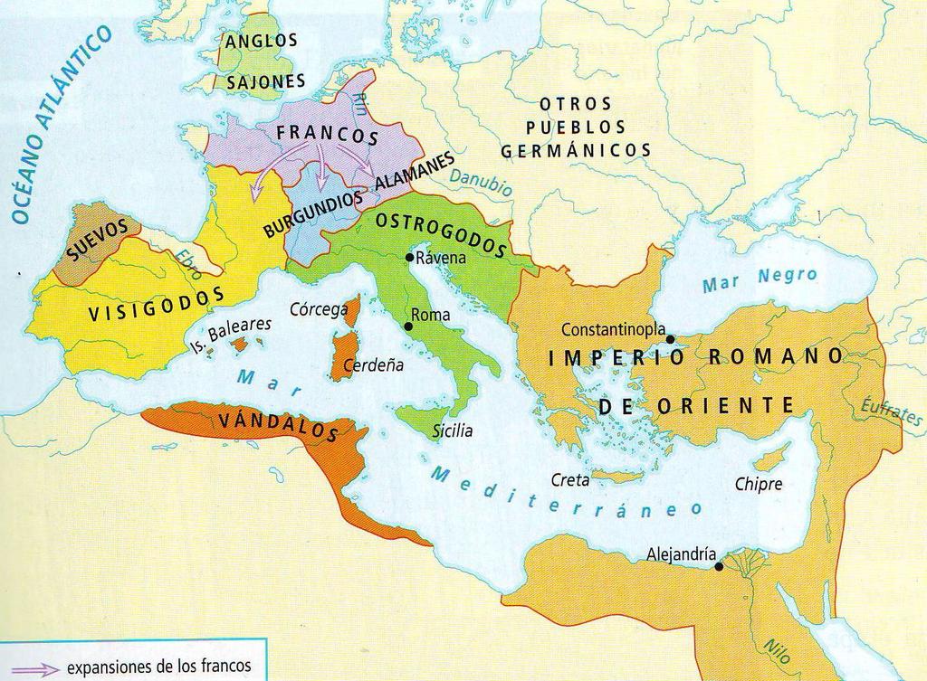 A caída do Imperio Romano de Occidente e a súa fragmentación en distintos reinos