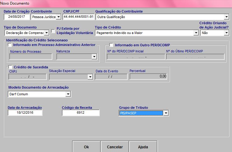 4 Exemplo: Compensação Pagamento Indevido ou a Maior (compensação no ano seguinte com débito vencido) A empresa recolheu em 18/12/2016